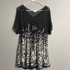 Siren Lily Maternity Women’s XL Black Sheer Floral Dot Blouse Expecting